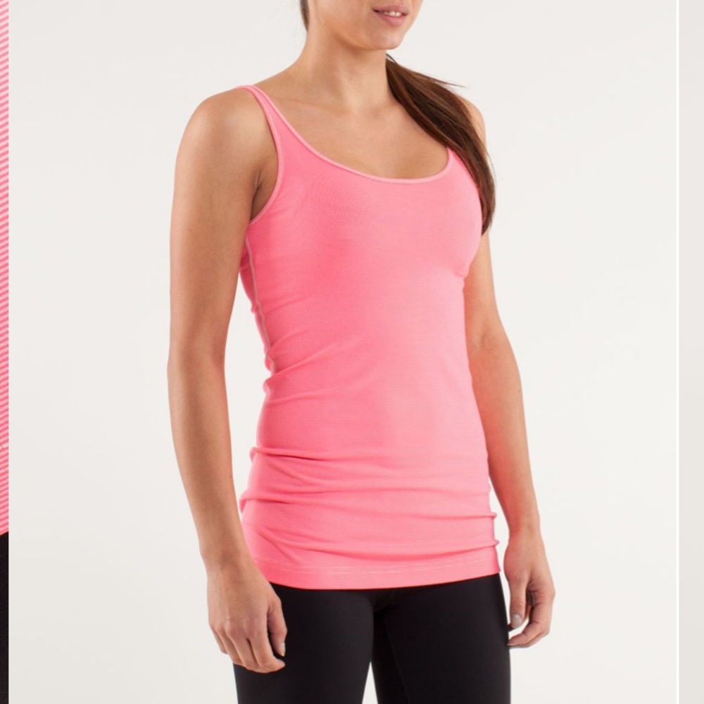 Like New Lululemon Daily Tank Top Wee Stripe Flash Dune Pink Luon Light Size 6